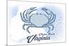 Virginia Beach, Virginia - Crab - Blue - Coastal Icon-Lantern Press-Mounted Premium Giclee Print