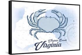 Virginia Beach, Virginia - Crab - Blue - Coastal Icon-Lantern Press-Framed Stretched Canvas