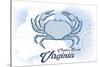 Virginia Beach, Virginia - Crab - Blue - Coastal Icon-Lantern Press-Stretched Canvas