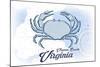 Virginia Beach, Virginia - Crab - Blue - Coastal Icon-Lantern Press-Mounted Art Print