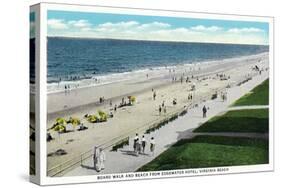 Virginia Beach, Virginia, Edgewater Hotel View of the Boardwalk and Beach Front-Lantern Press-Stretched Canvas
