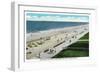 Virginia Beach, Virginia, Edgewater Hotel View of the Boardwalk and Beach Front-Lantern Press-Framed Art Print