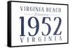 Virginia Beach, Virginia - Established Date (Blue)-Lantern Press-Framed Stretched Canvas