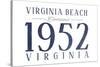Virginia Beach, Virginia - Established Date (Blue)-Lantern Press-Stretched Canvas