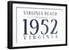 Virginia Beach, Virginia - Established Date (Blue)-Lantern Press-Framed Art Print