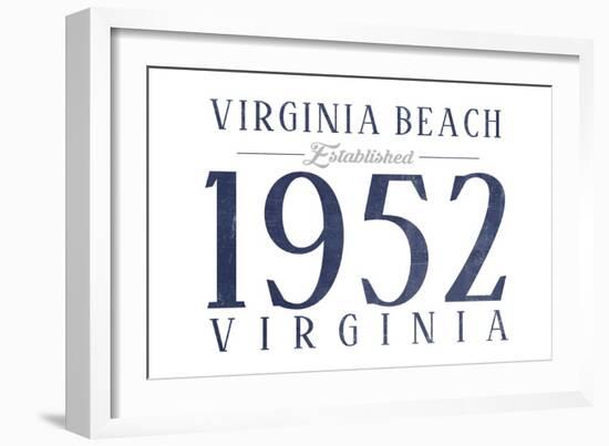 Virginia Beach, Virginia - Established Date (Blue)-Lantern Press-Framed Art Print