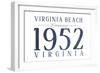 Virginia Beach, Virginia - Established Date (Blue)-Lantern Press-Framed Art Print