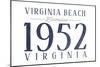 Virginia Beach, Virginia - Established Date (Blue)-Lantern Press-Mounted Art Print