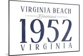 Virginia Beach, Virginia - Established Date (Blue)-Lantern Press-Mounted Art Print