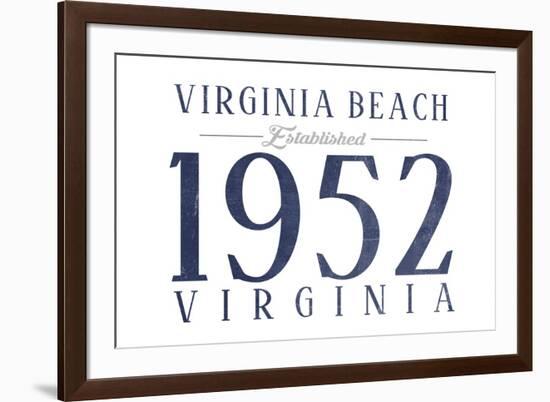 Virginia Beach, Virginia - Established Date (Blue)-Lantern Press-Framed Art Print