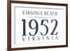 Virginia Beach, Virginia - Established Date (Blue)-Lantern Press-Framed Art Print