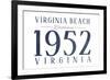 Virginia Beach, Virginia - Established Date (Blue)-Lantern Press-Framed Art Print