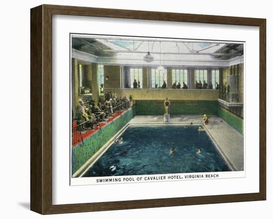 Virginia Beach, Virginia, Interior View of the Cavalier Hotel Swimming Pool-Lantern Press-Framed Art Print