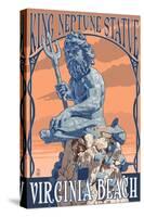 Virginia Beach, Virginia - King Neptune Statue-Lantern Press-Stretched Canvas