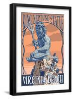 Virginia Beach, Virginia - King Neptune Statue-Lantern Press-Framed Art Print