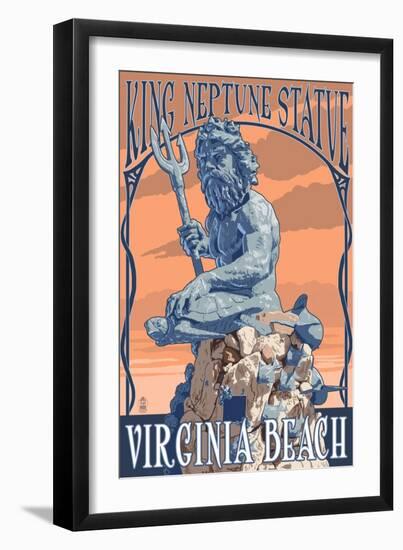 Virginia Beach, Virginia - King Neptune Statue-Lantern Press-Framed Art Print