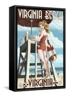 Virginia Beach, Virginia - Pinup Girl Lifeguard-Lantern Press-Framed Stretched Canvas