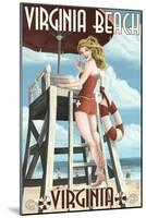 Virginia Beach, Virginia - Pinup Girl Lifeguard-Lantern Press-Mounted Art Print