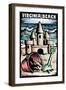 Virginia Beach, Virginia - Sandcastle - Scratchboard-Lantern Press-Framed Art Print