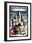 Virginia Beach, Virginia - Sandcastle - Scratchboard-Lantern Press-Framed Art Print