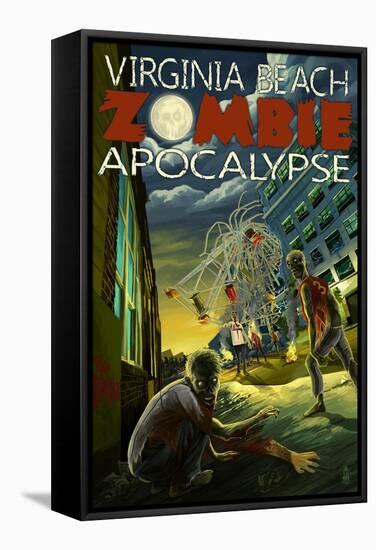Virginia Beach, Virginia - Zombie Apocalypse-Lantern Press-Framed Stretched Canvas