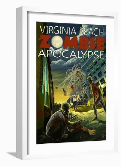 Virginia Beach, Virginia - Zombie Apocalypse-Lantern Press-Framed Art Print