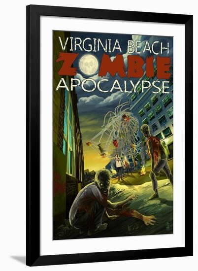 Virginia Beach, Virginia - Zombie Apocalypse-Lantern Press-Framed Art Print