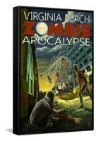 Virginia Beach, Virginia - Zombie Apocalypse-Lantern Press-Framed Stretched Canvas