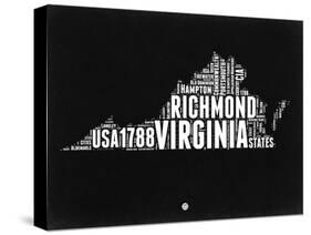 Virginia Black and White Map-NaxArt-Stretched Canvas