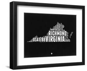 Virginia Black and White Map-NaxArt-Framed Art Print