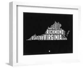 Virginia Black and White Map-NaxArt-Framed Art Print