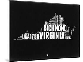 Virginia Black and White Map-NaxArt-Mounted Art Print