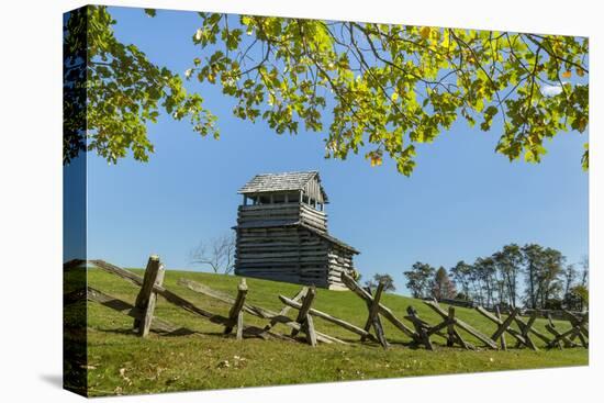 Virginia, Blue Ridge Parkway. Groundhog Mountain Wooden Lookout Tower-Don Paulson-Stretched Canvas