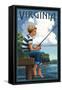 Virginia - Boy Fishing-Lantern Press-Framed Stretched Canvas