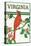 Virginia - Cardinal Perched on a Holly Branch-Lantern Press-Stretched Canvas