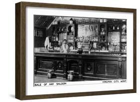 Virginia City, Montana - Interior View of Bale of Hay Saloon-Lantern Press-Framed Art Print