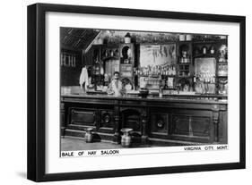 Virginia City, Montana - Interior View of Bale of Hay Saloon-Lantern Press-Framed Art Print