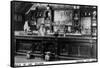 Virginia City, Montana - Interior View of Bale of Hay Saloon-Lantern Press-Framed Stretched Canvas