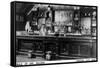 Virginia City, Montana - Interior View of Bale of Hay Saloon-Lantern Press-Framed Stretched Canvas