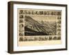 Virginia City, Nevada - Panoramic Map-Lantern Press-Framed Art Print