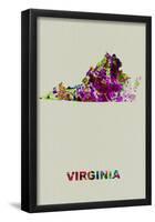 Virginia Color Splatter Map-NaxArt-Framed Poster