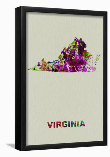 Virginia Color Splatter Map-NaxArt-Framed Poster