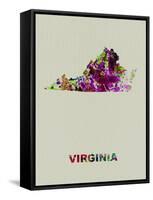 Virginia Color Splatter Map-NaxArt-Framed Stretched Canvas