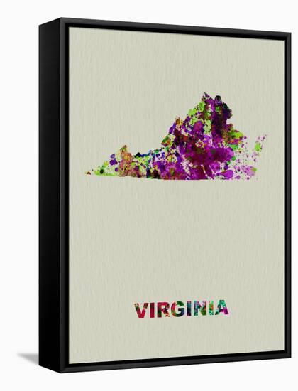 Virginia Color Splatter Map-NaxArt-Framed Stretched Canvas