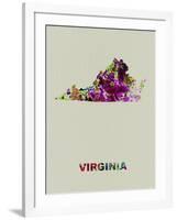 Virginia Color Splatter Map-NaxArt-Framed Art Print