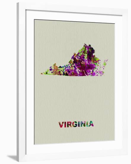 Virginia Color Splatter Map-NaxArt-Framed Art Print