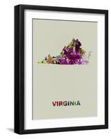 Virginia Color Splatter Map-NaxArt-Framed Art Print