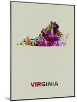 Virginia Color Splatter Map-NaxArt-Mounted Art Print