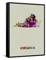 Virginia Color Splatter Map-NaxArt-Framed Stretched Canvas