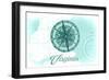 Virginia - Compass - Teal - Coastal Icon-Lantern Press-Framed Art Print